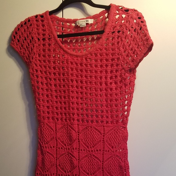 Forever 21 Dresses & Skirts - Coral Open Knit Dress